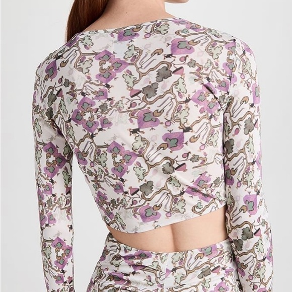 Isabel Marant Jinea cropped twisted printed jersey top - Picture 2 of 7